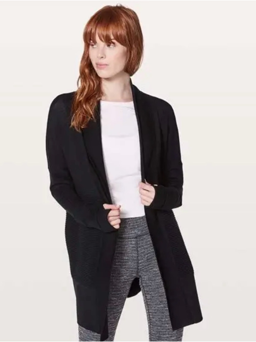 Lululemon Sit In Lotus Wrap II Black Size 10 Merino Wool cardigan Reg $148
